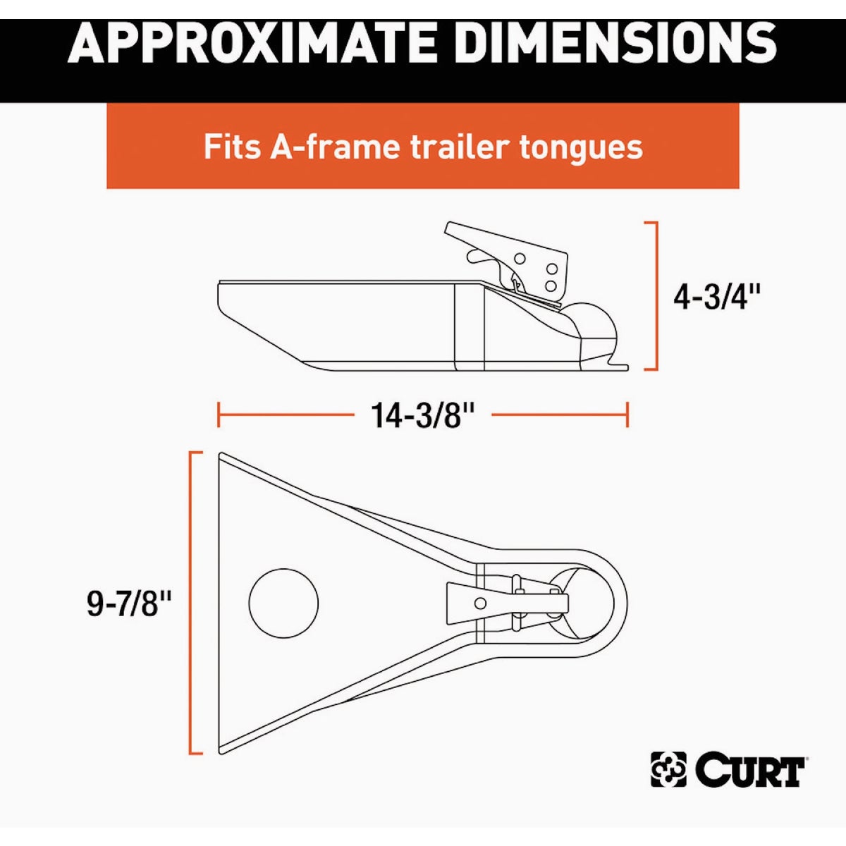 Curt Black A-Frame Trailer Coupler, 2 In. Hitch Ball, 5,000 Lb. Strength Image 2