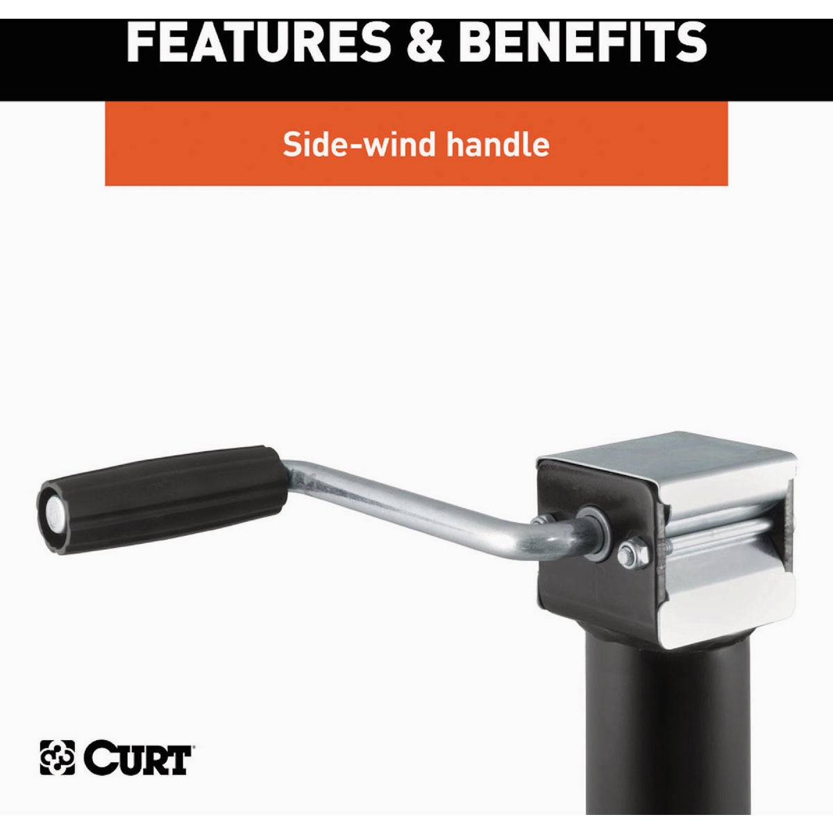 CURT 2000 Lb. Sidewind Pipe-Mount Swivel Trailer Jack, 10 In. Travel Image 4