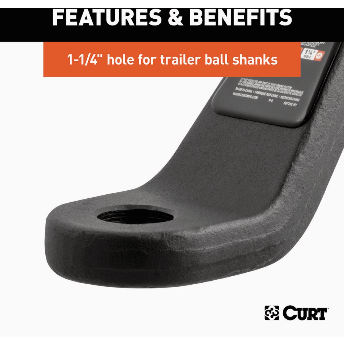 CURT 20000 Lb. 4 In. Drop 2-1/2 In. Rise 1-1/4 In Hole Commercial-Duty  Trailer Hitch Ball Mount fits 2-1/2 In. Receiver Image 5