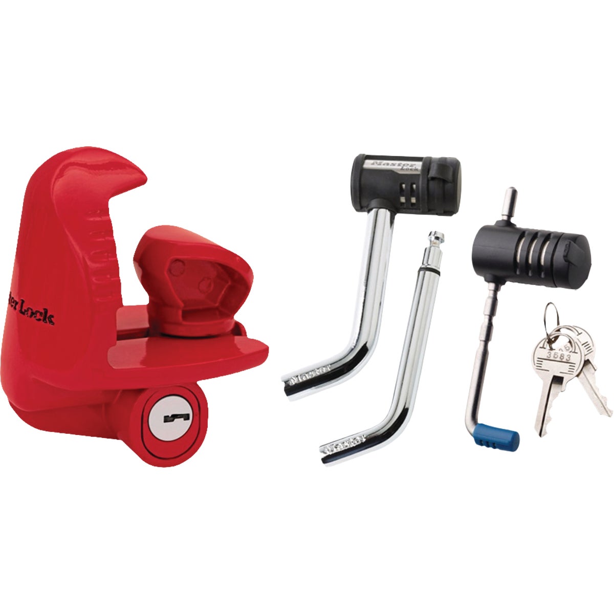 Master Lock Trailer Coupler Lock, Receiver Lock and Trailer Coupler Latch Lock Combo Pack Image 1