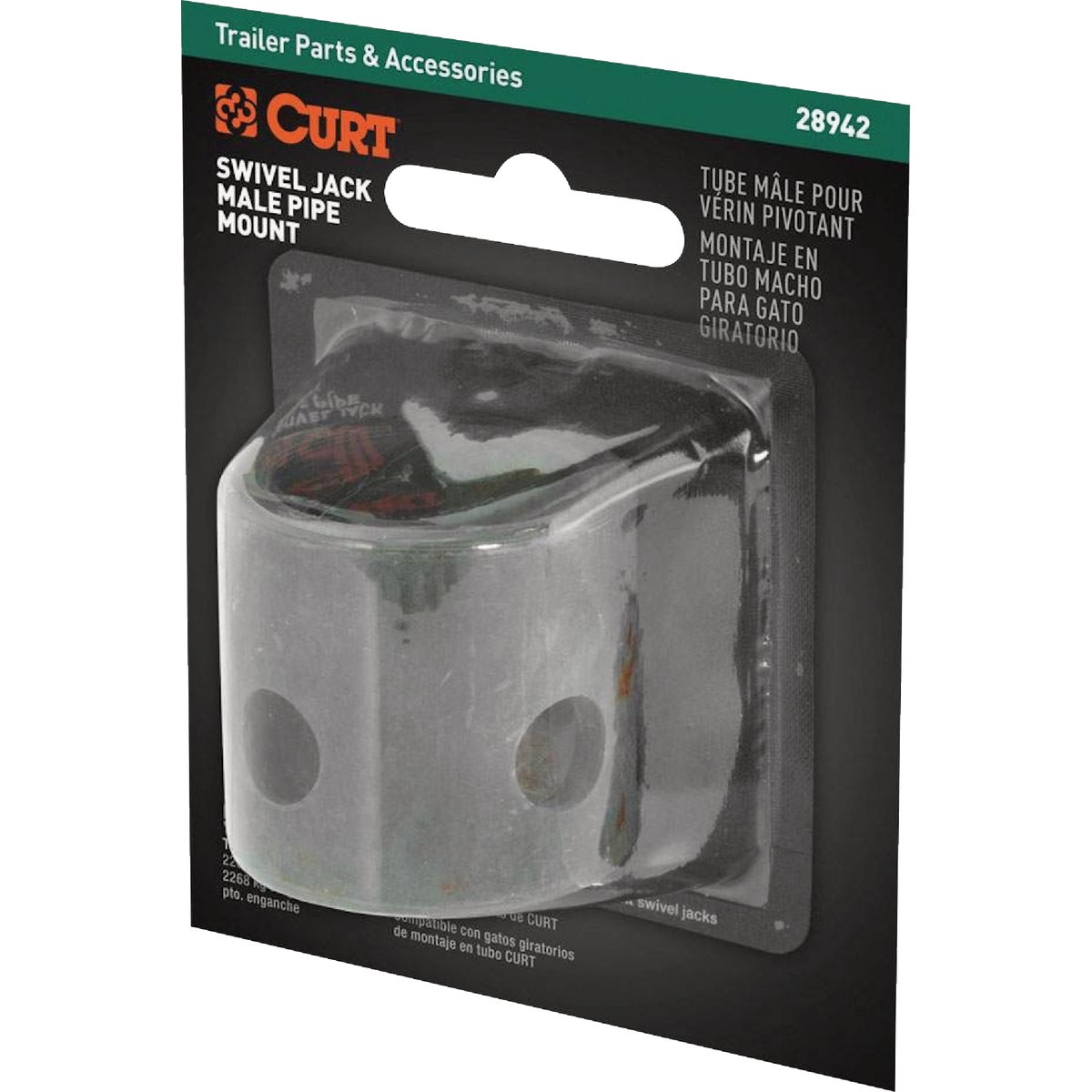 Curt Replacement Swivel Jack Male Pipe Mount (9/16 In. Pin Hole, Packaged) Image 4