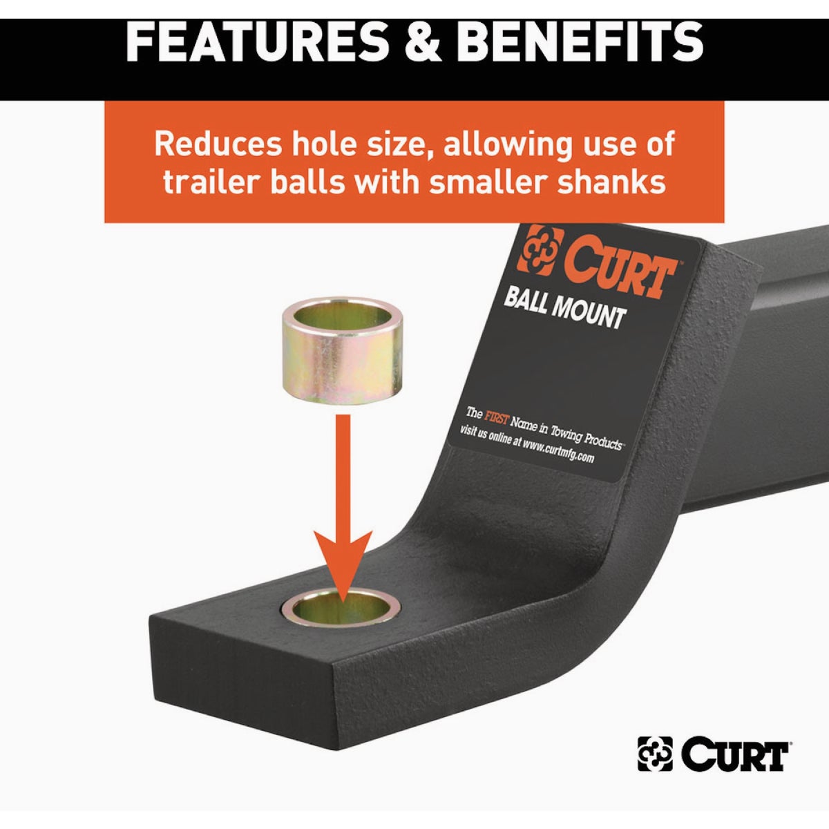CURT 1-1/4 In. to 1 In. Trailer Ball Reducer Bushing Image 4