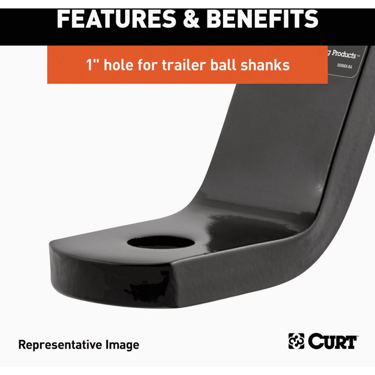 CURT 7500 Lb. 2 In. Drop 3/4 In. Rise 1 In. Hole Class 3 Trailer Hitch Ball Mount fits 2 In. Receiver Image 3