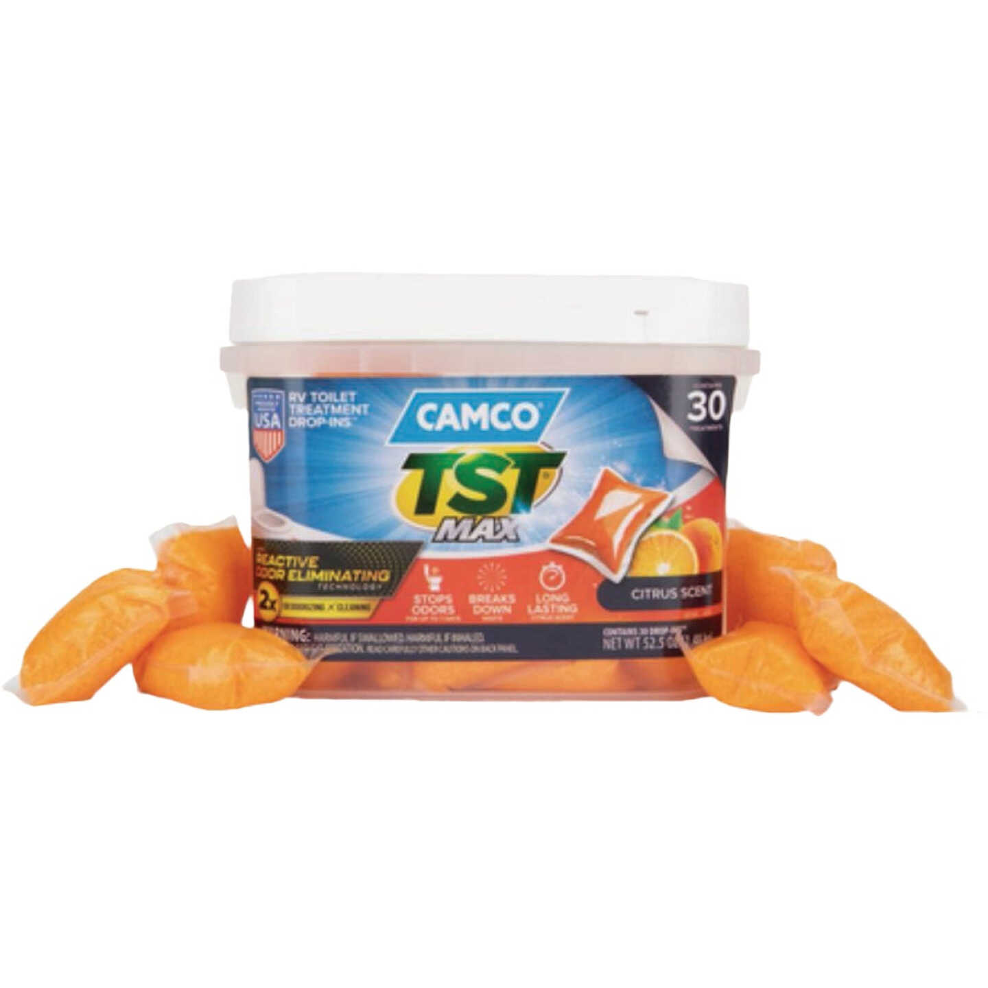 Camco TST Max RV Toilet Treatment Drop ins, Orange (30-Pack) Image 1