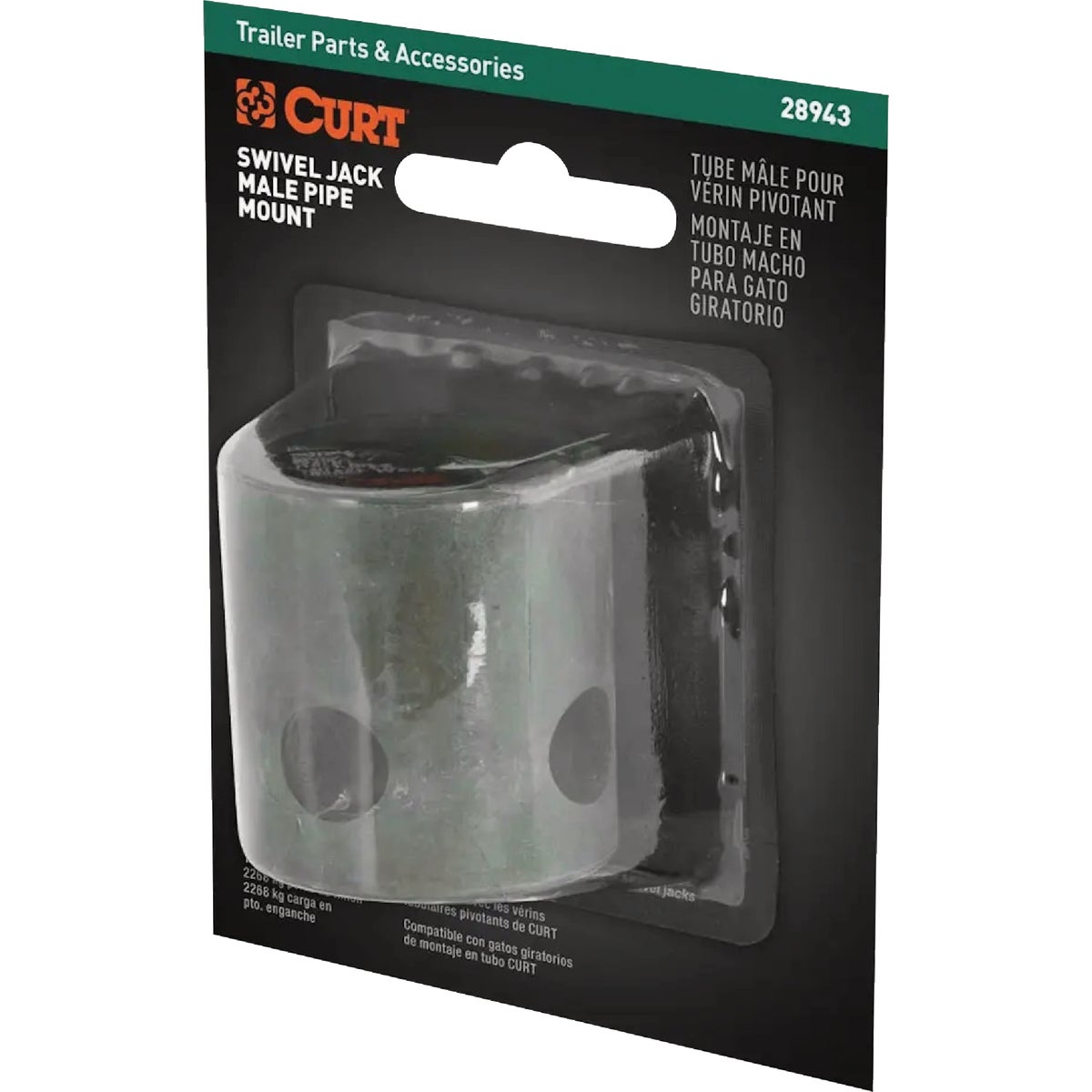 Curt Replacement Swivel Jack Male Pipe Mount (5/8 In. Pin Hole, Packaged) Image 4