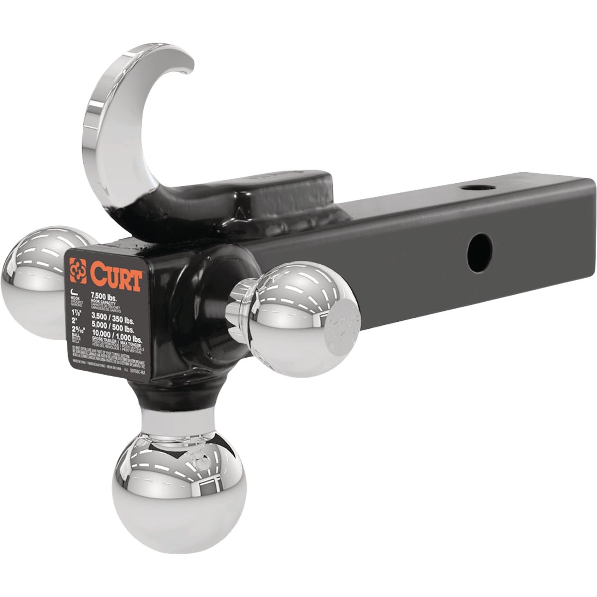 CURT 2 In. Hollow Shank 1-7/8 In., 2 In., & 2-5/16 In. Chrome Multi-Ball Mount