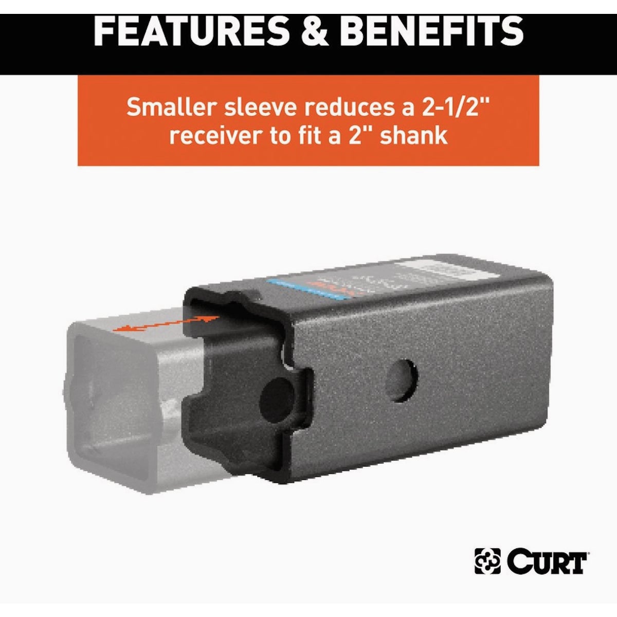 CURT Reducer Sleeve Set (3 In. to 2-1/2 In. to 2 In. Shanks, 2 Pieces) Towing Draw Bar Image 4