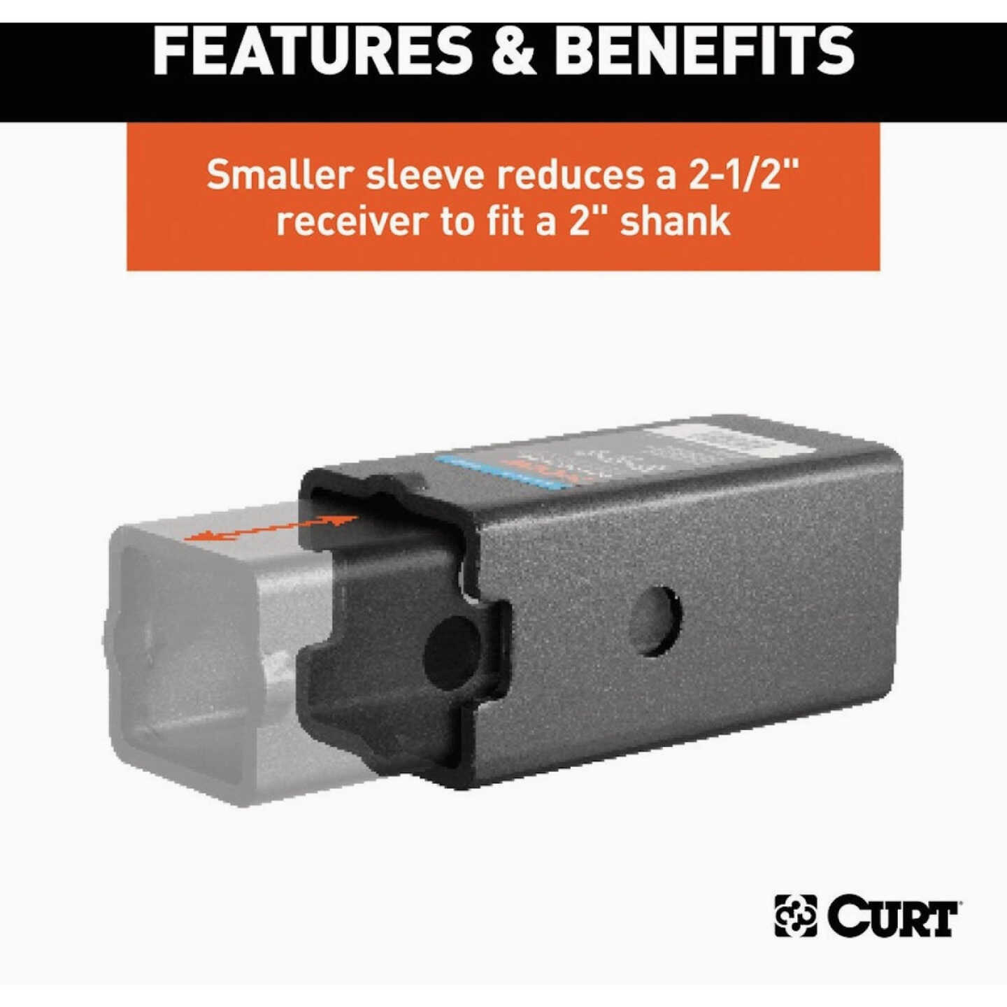 CURT Reducer Sleeve Set (3 In. to 2-1/2 In. to 2 In. Shanks, 2 Pieces) Towing Draw Bar Image 4