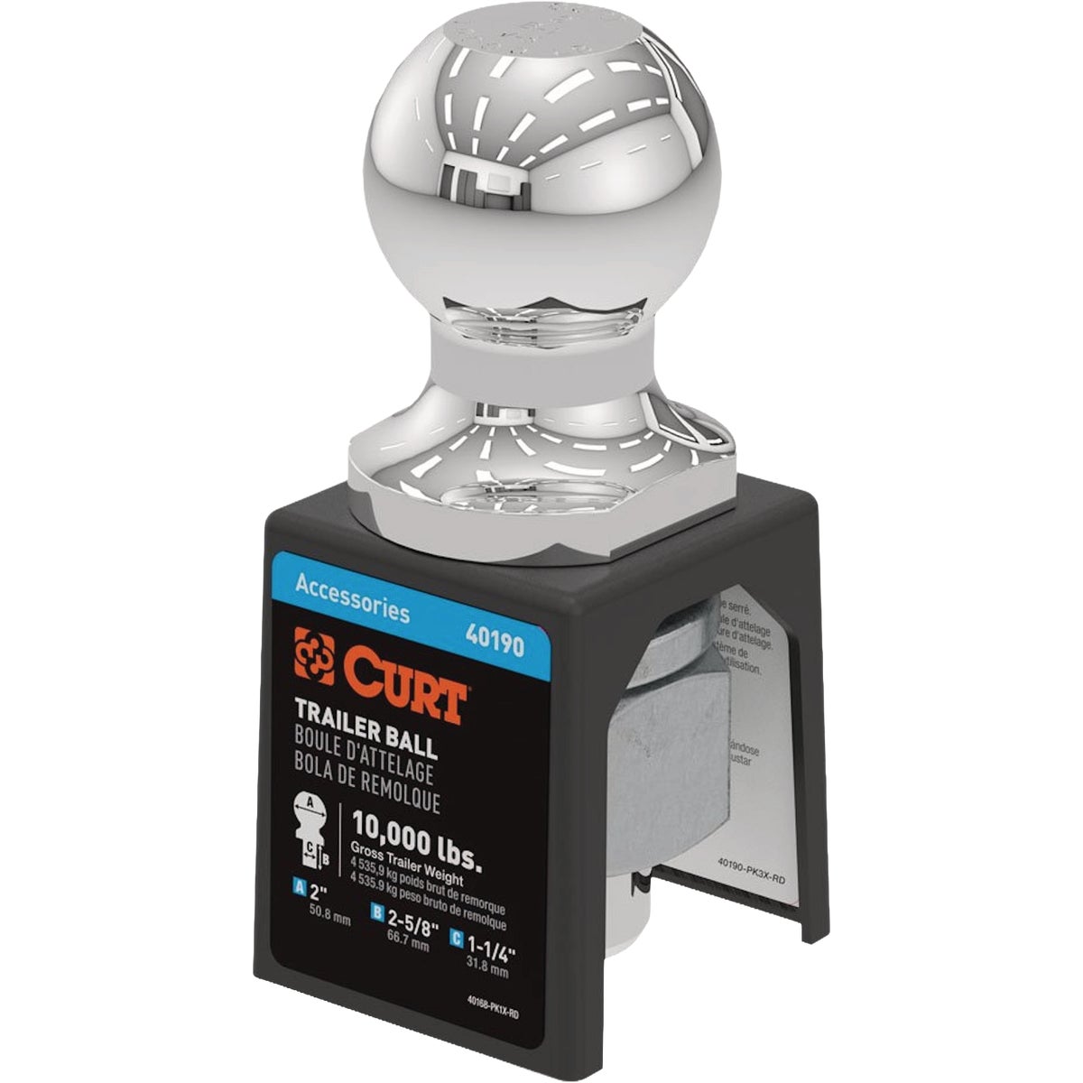 CURT 2 In. Chrome Trailer Hitch Ball, 10,000 Lb. Capacity Image 4