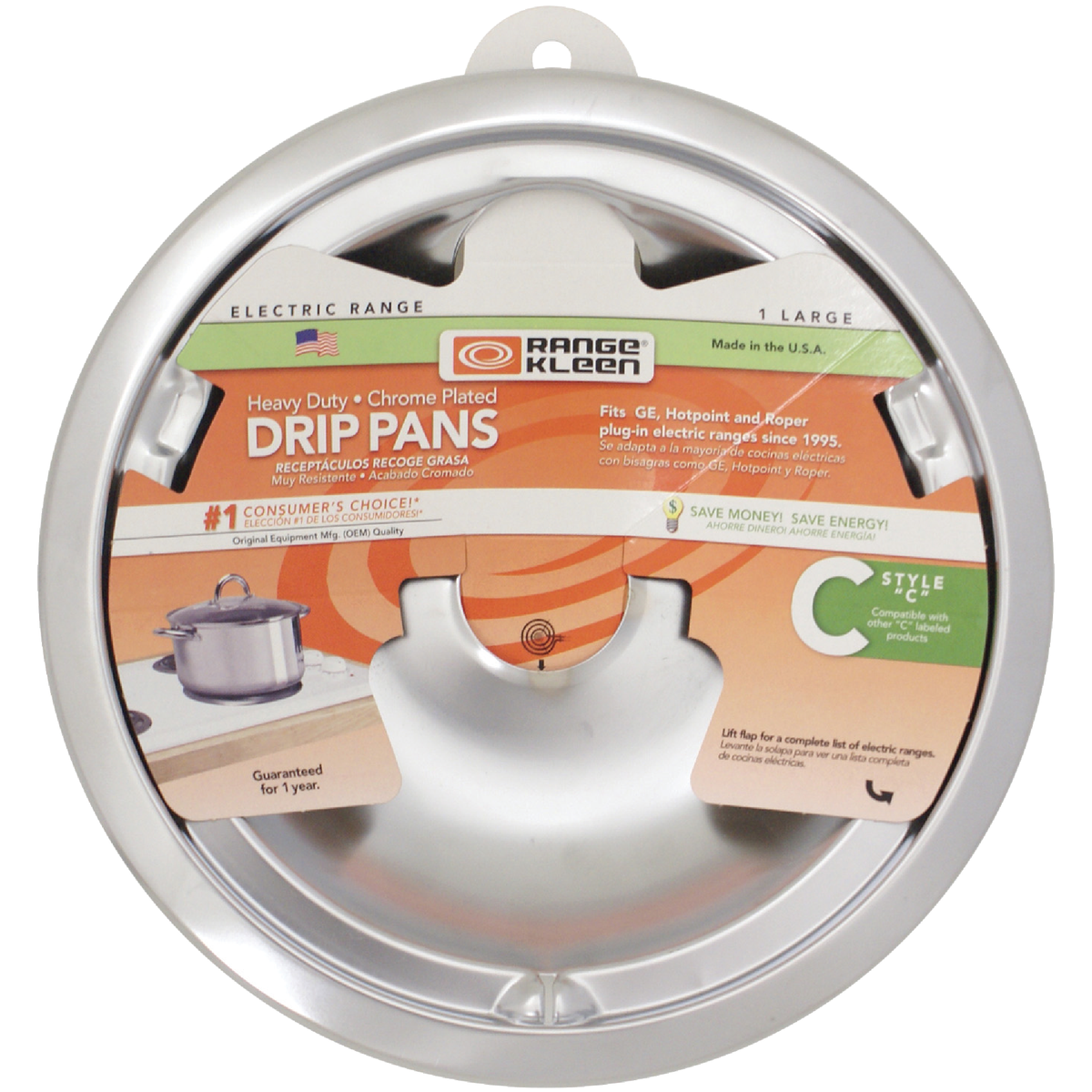 Range Kleen Electric Large 8 In. Style C Round Chrome Drip Pan