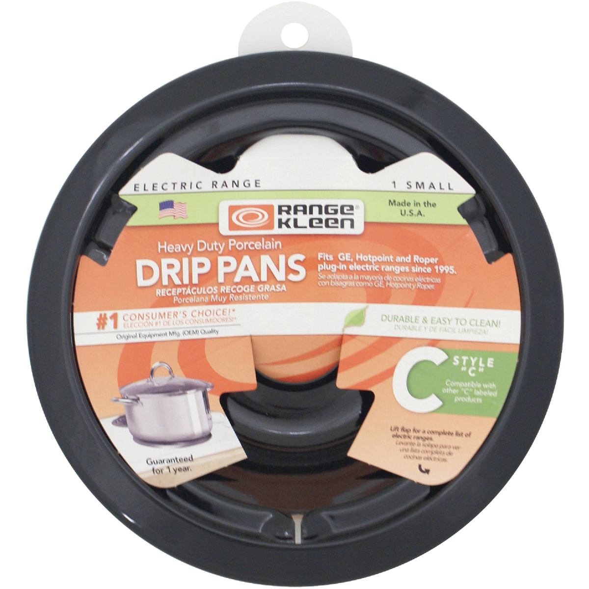 Range Kleen Electric Small 6 In. Style C Round Black Drip Pan