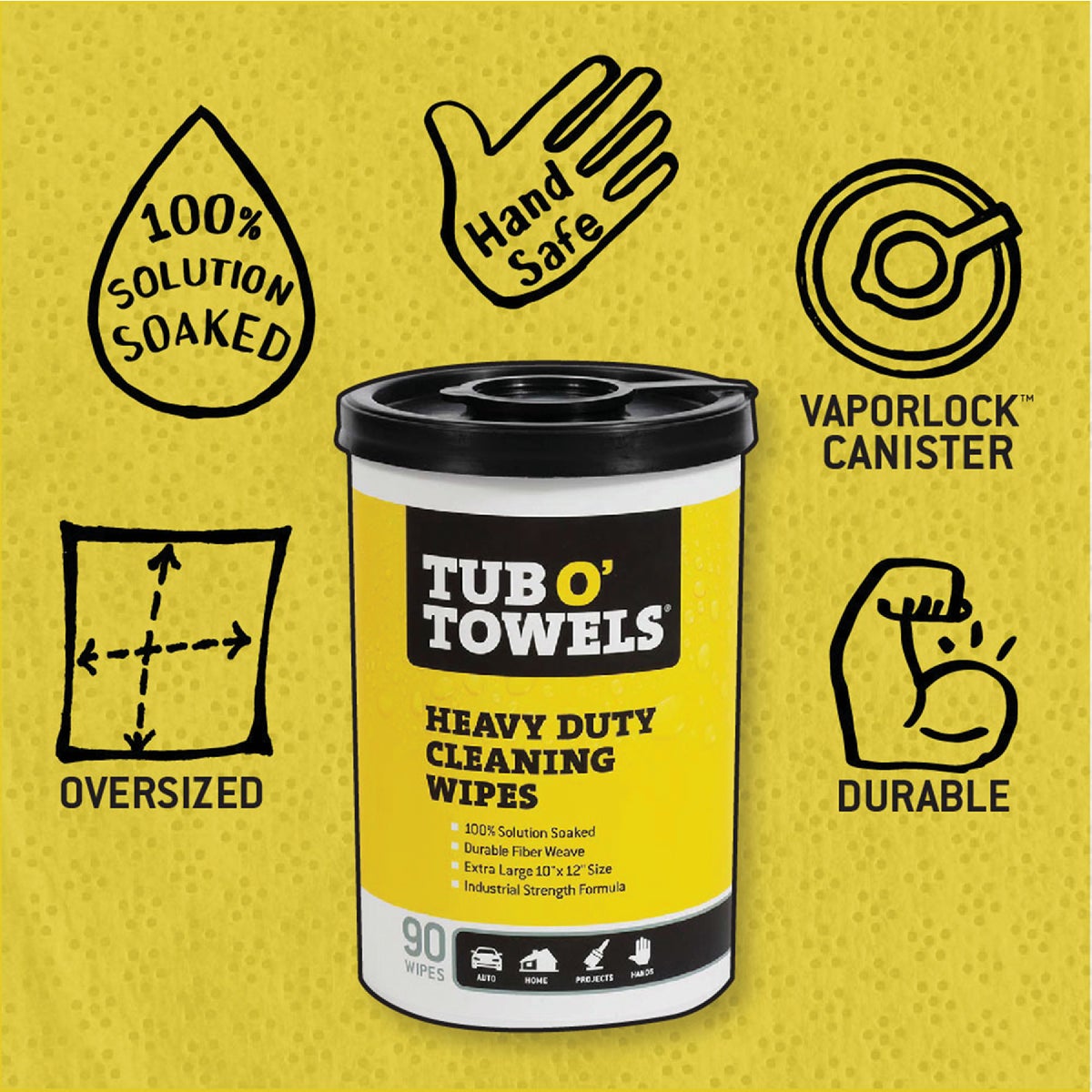 Tub O' Towels Heavy Duty Cleaning Wipes (90-Count) Image 8