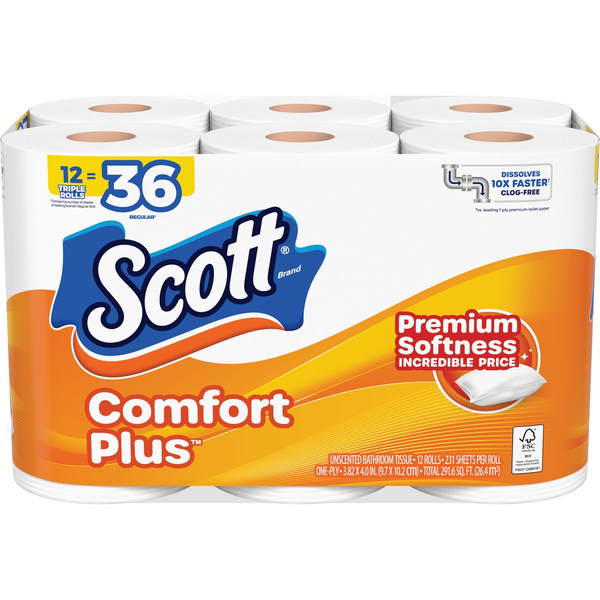 Scott Comfort Plus Extra Soft Toilet Paper (12 Triple Rolls) Image 1