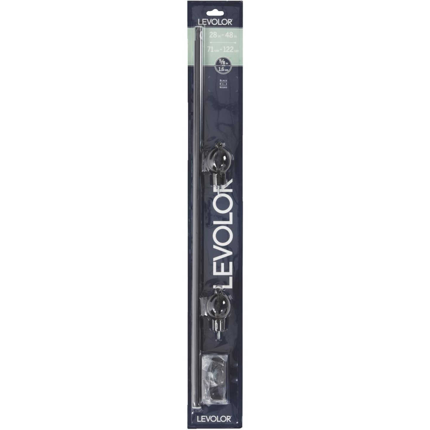 Levolor Cage Ball 28 In. To 48 In. 5/8 In. Single Black Curtain Rod Image 1