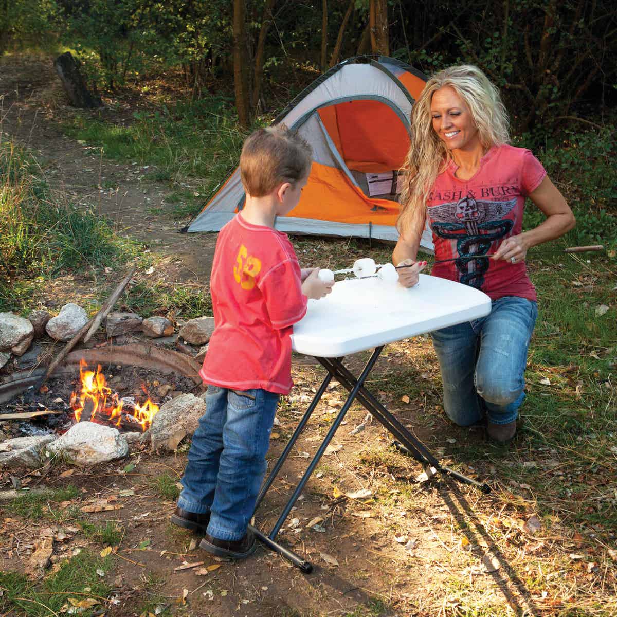 Lifetime 26 In. x 18 In. White Granite Personal Folding Table Image 2