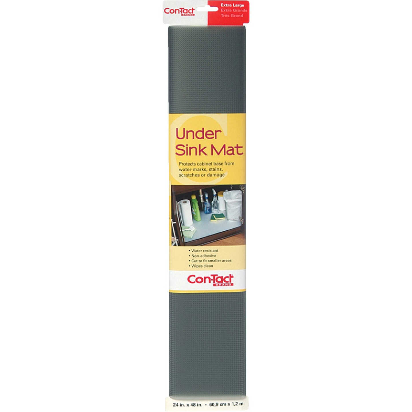Con-Tact 24 In. x 4 Ft. Graphite Under Sink Mat Non-Adhesive Shelf Liner Image 1