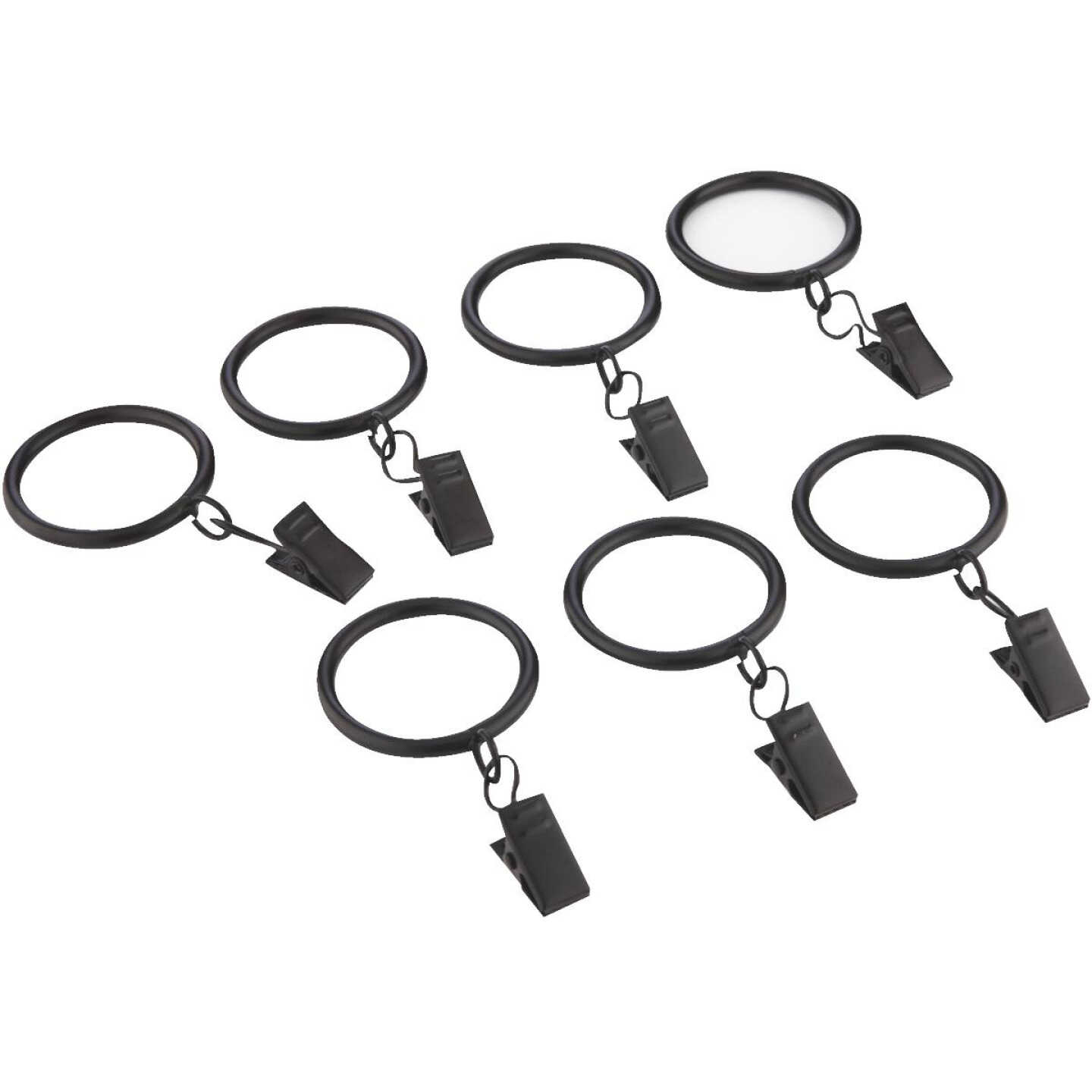 Levolor 1-1/4 In. Clip Curtain Ring, Black (7-Pack) Image 1