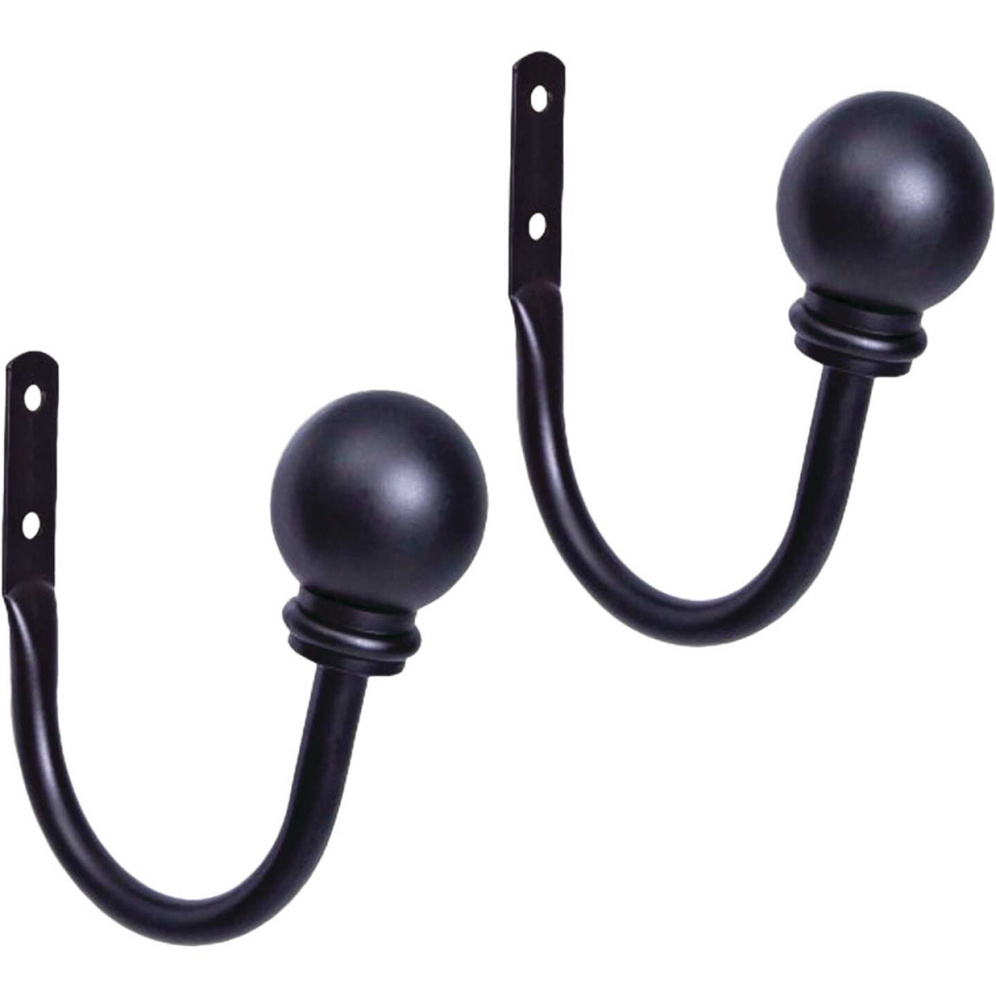 Kenney 4 In. Ball Drapery Holdback, Black (2-Pack) Image 1