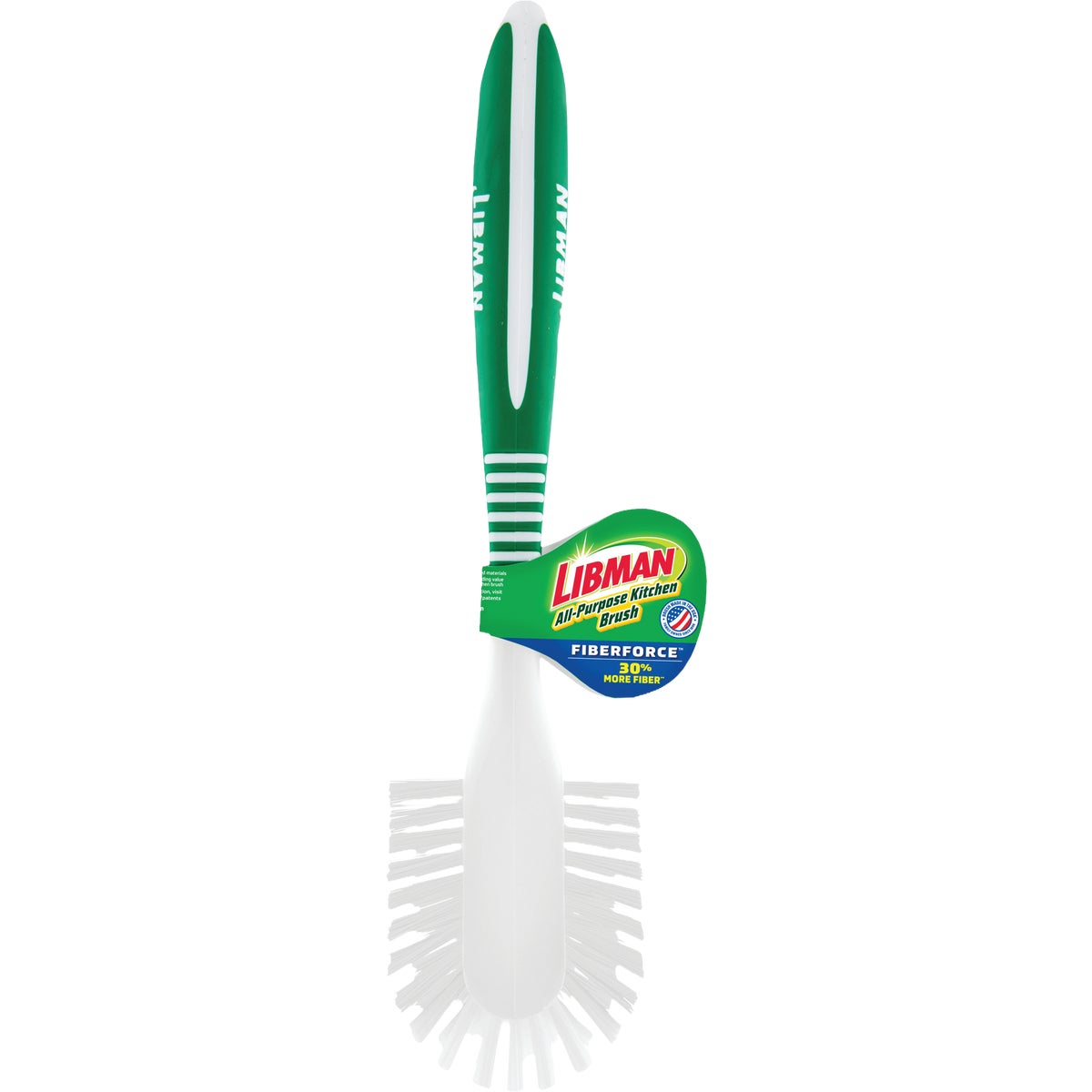 Libman Green & White Polymer 8 In. Ergonomic Rubber Grip Dish Brush