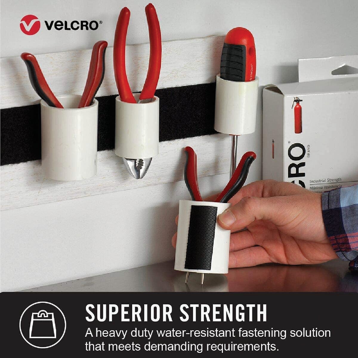 VELCRO Brand 2 In. x 4 In. White Industrial Strength Hook & Loop Strip (2-Count) Image 2
