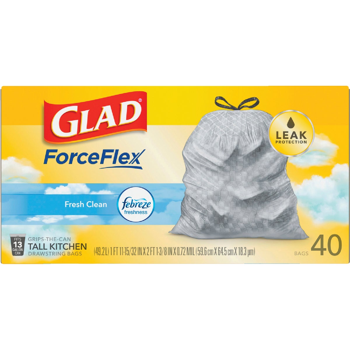 Glad Febreze 13 Gal. Fresh Scent Tall Kitchen White Trash Bag (40-Count) Image 1