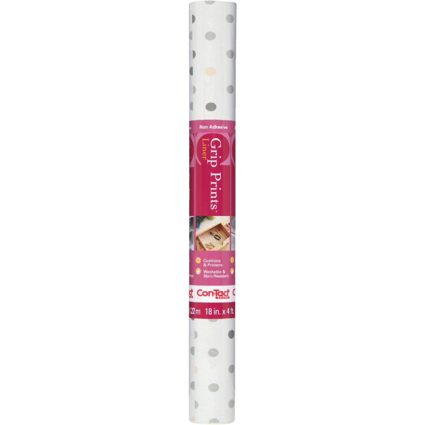 Con-Tact Grip Print 18 In. x 4 Ft. Dottie Gray Non-Adhesive Shelf Liner Image 2