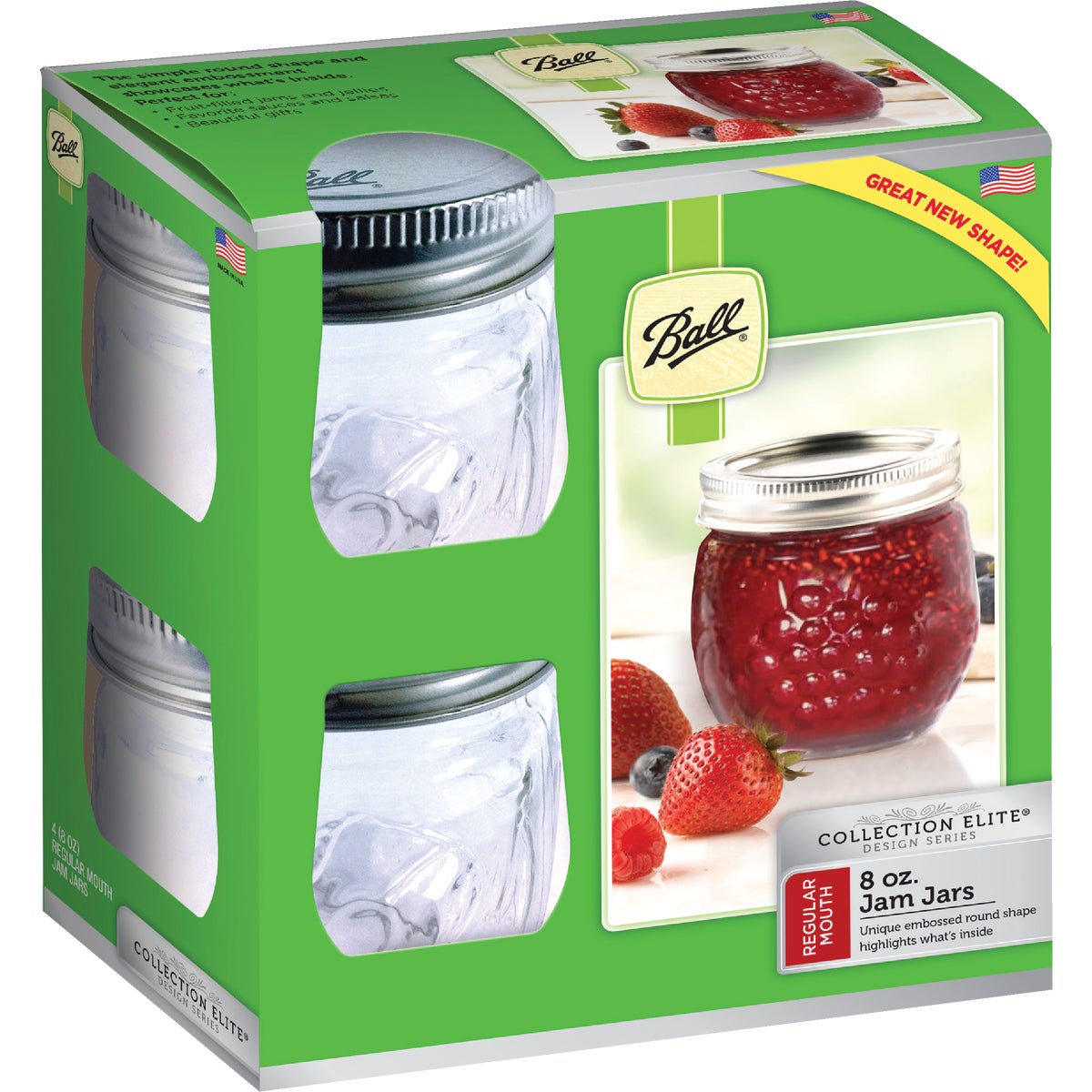 Ball Collection Elite 8 Oz. Jam Jar, (4-Count)