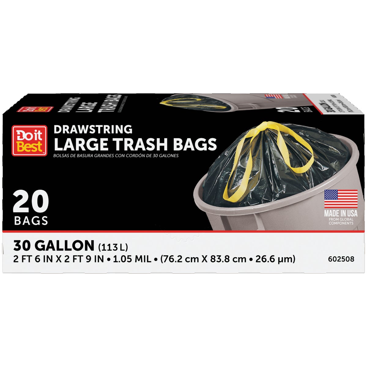 Do it Best 30 Gal. Large Black Trash Bag (20-Count) Image 1