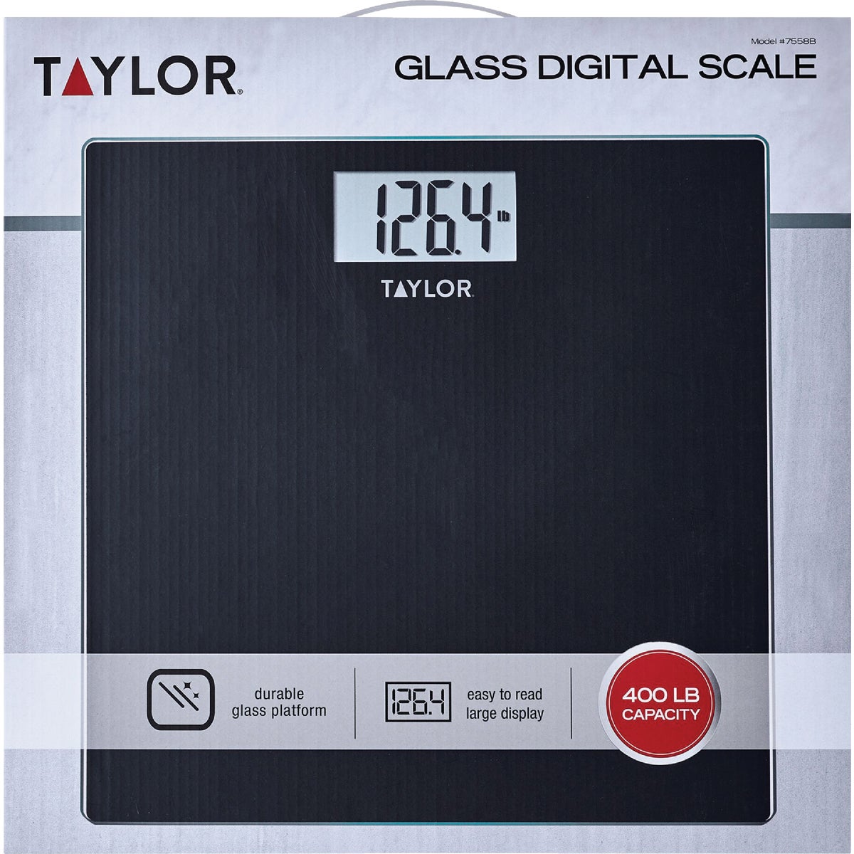 Taylor Digital 400 Lb. Glass Bath Scale, Black Image 2