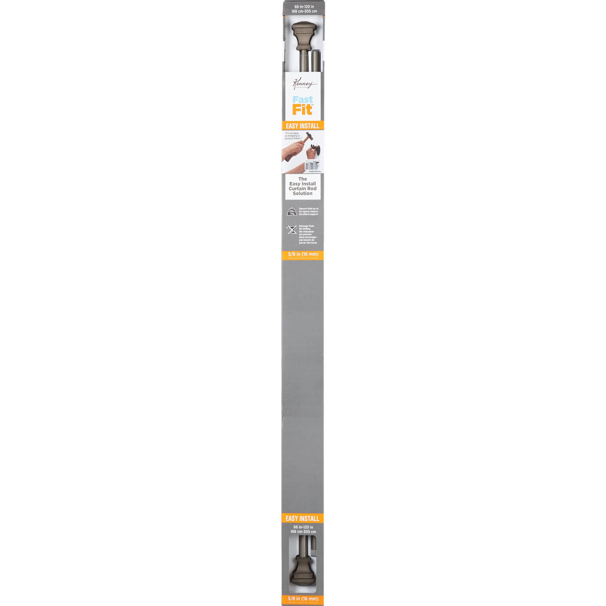Kenney Fast Fit Milton 66 In. To 120 In. x 5/8 In. Pewter Curtain Rod Image 2