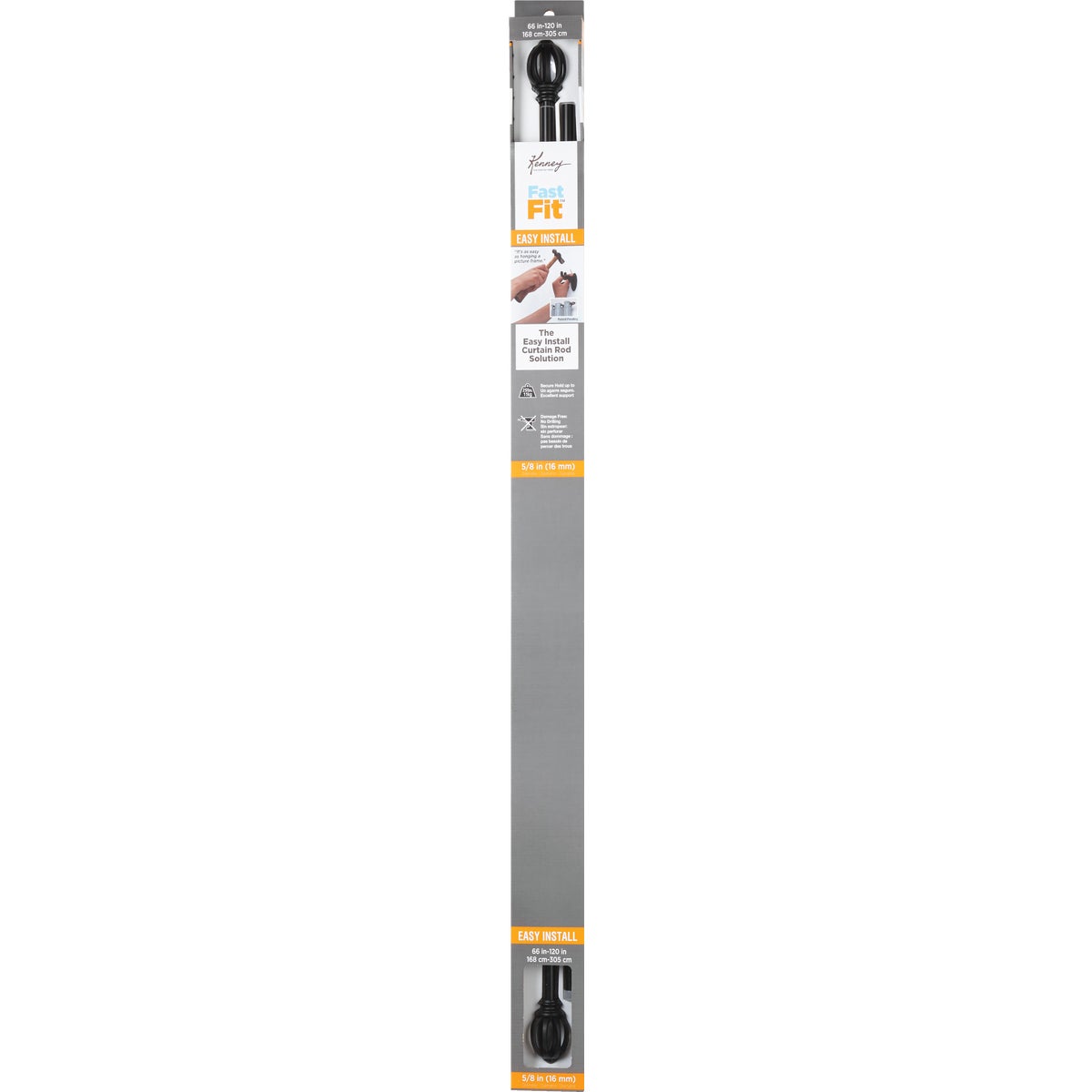 Kenney Fast Fit Lilly 66 In. To 120 In. 5/8 In. Black Curtain Rod Image 2