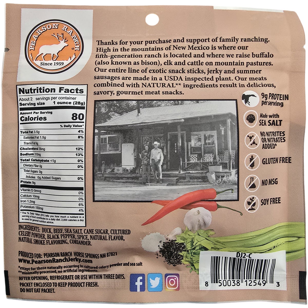 Pearson Ranch Jerky 2.1 Oz. Duck Hickory Smoked Jerky Image 4
