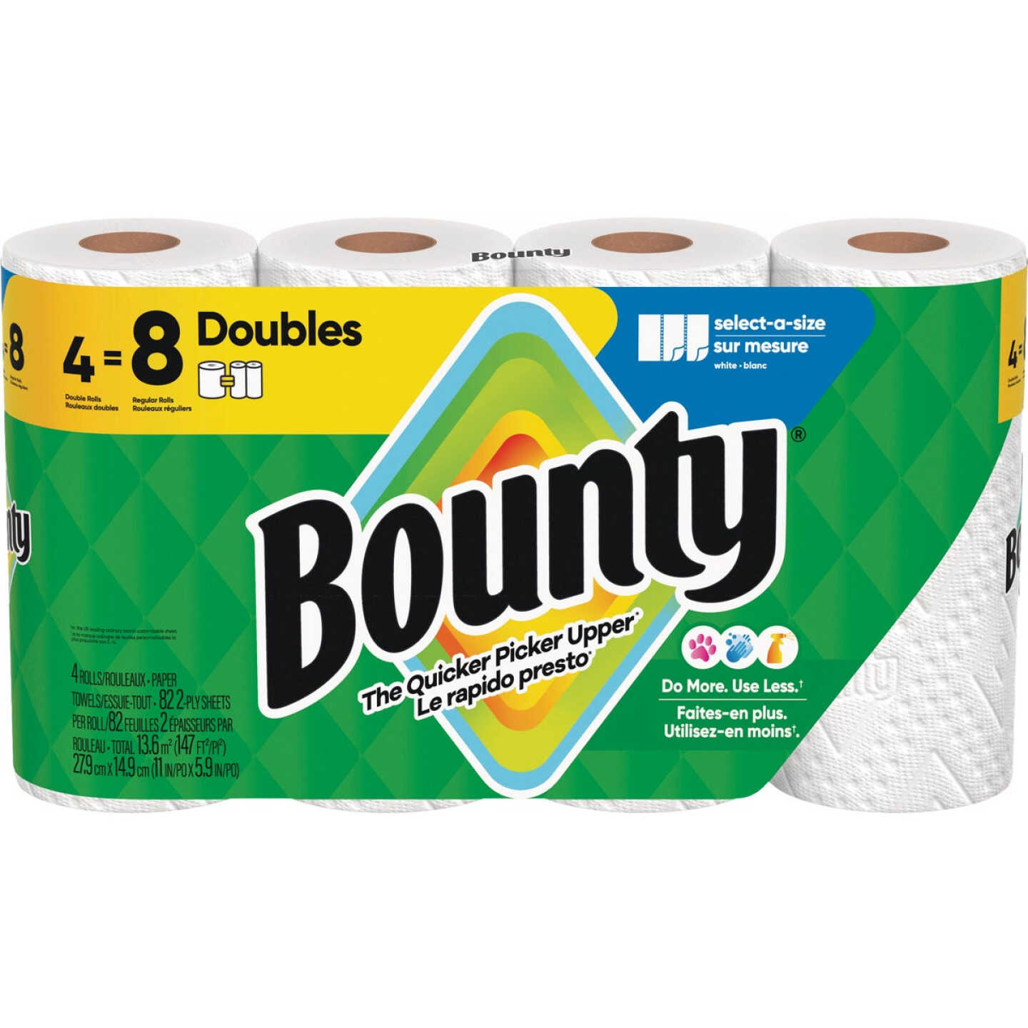 Bounty Paper Towels Select-A-Size White, 4 Double Rolls, 82 Sheets Per Roll Image 1