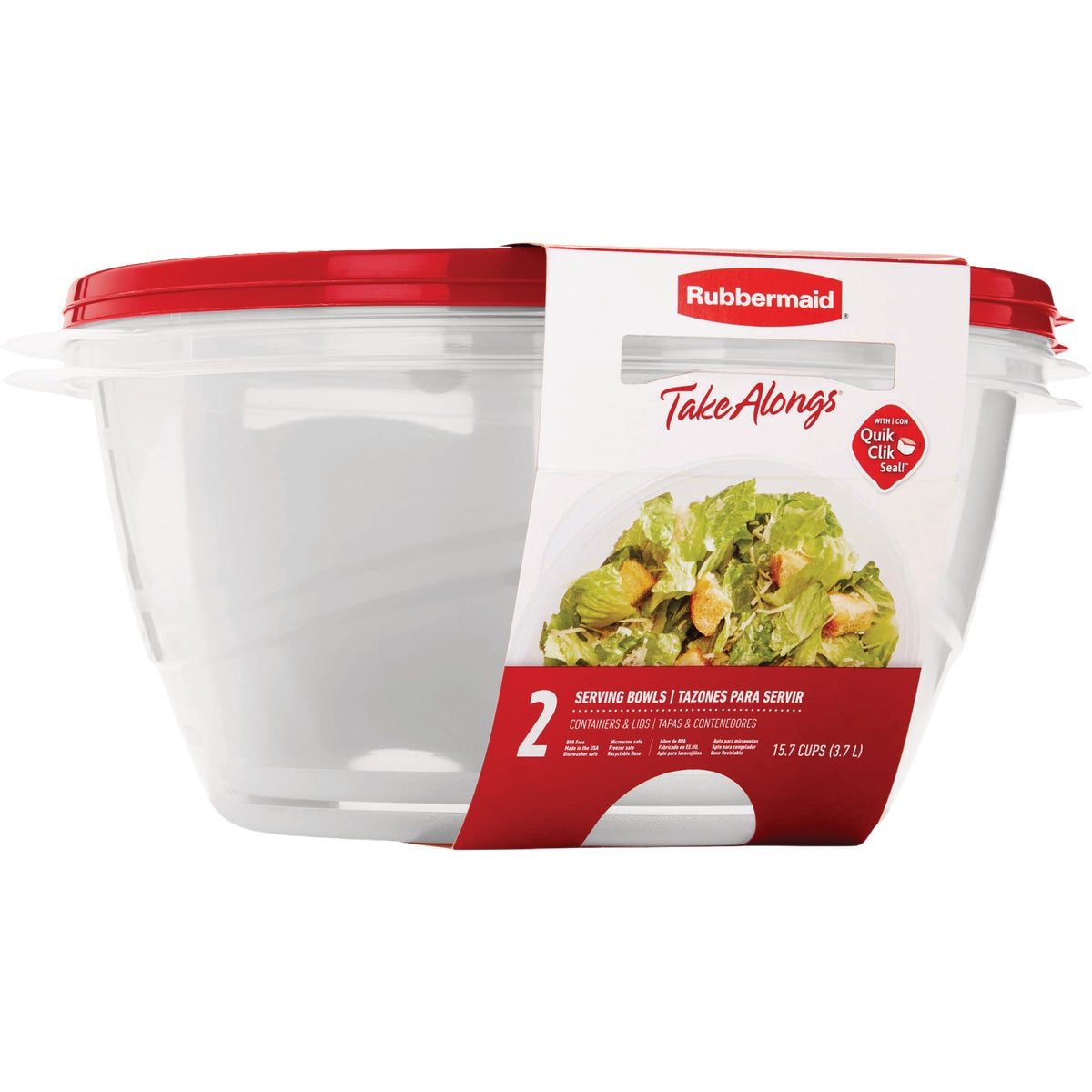 Rubbermaid TakeAlongs Red Food Storage Containers, 15.7 Cup (2-Pack)