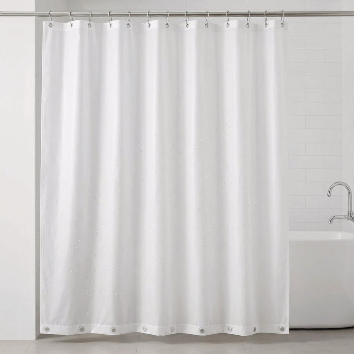 Moda At Home 70 In. x 72 In. White Neat &Tidy Shower Curtain Liner Image 2