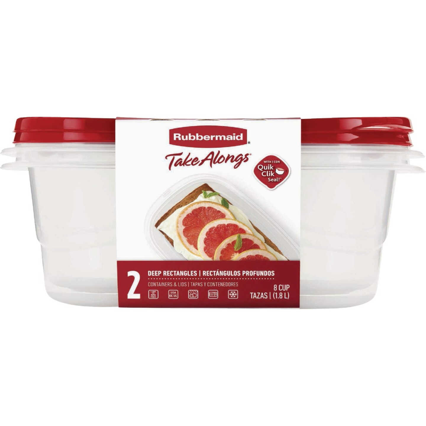 Rubbermaid TakeAlongs Red Food Storage Containers, 8 Cup (2-Pack) Image 2