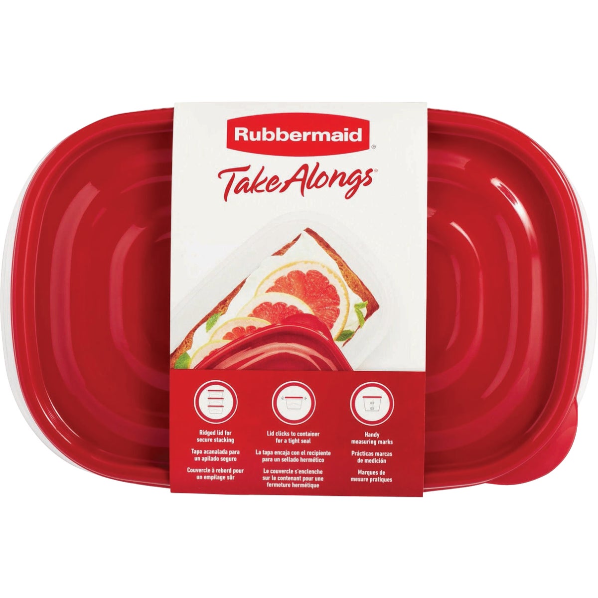 Rubbermaid TakeAlongs Red Food Storage Containers, 8 Cup (2-Pack)