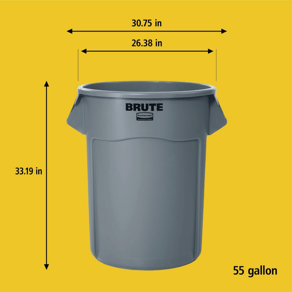 Rubbermaid Commercial 55 Gal. Brute Gray Trash Can Image 7