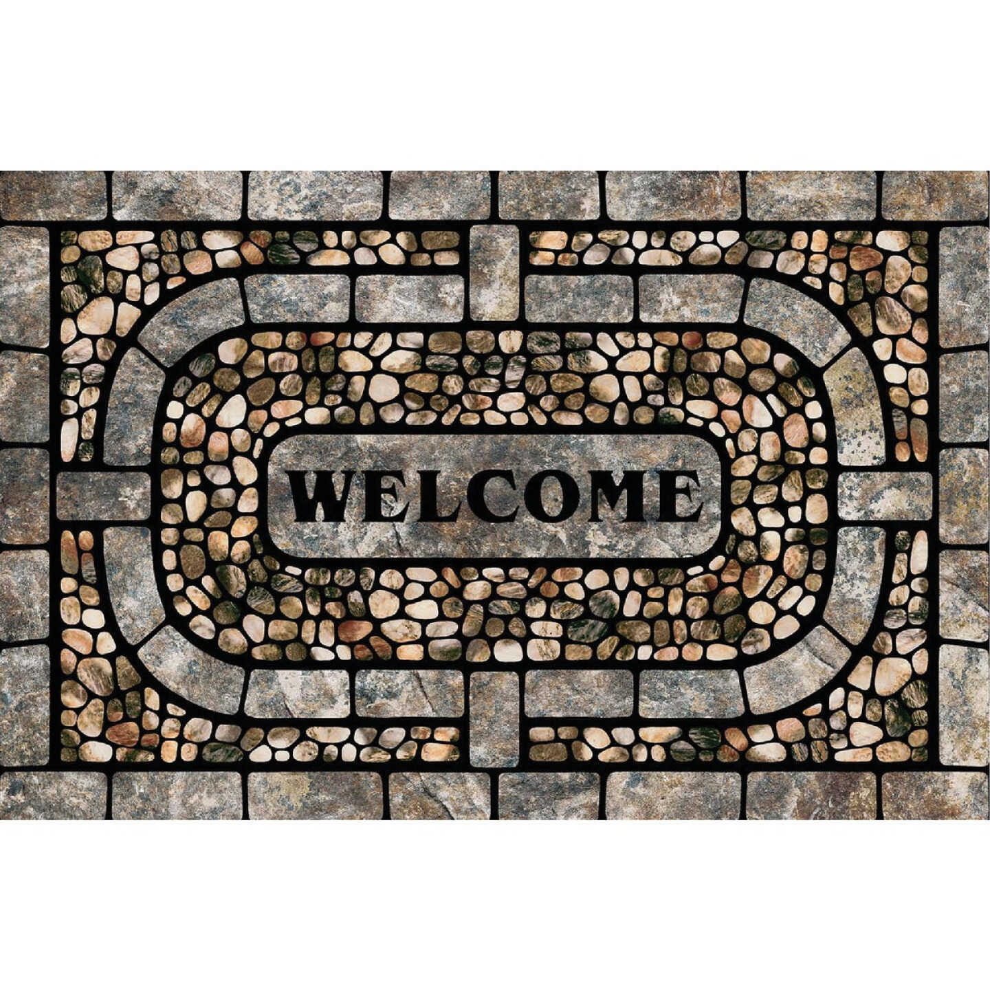 Mohawk Home 23 In. x 35 In. Gray Garden Pebbles Door Mat Image 1