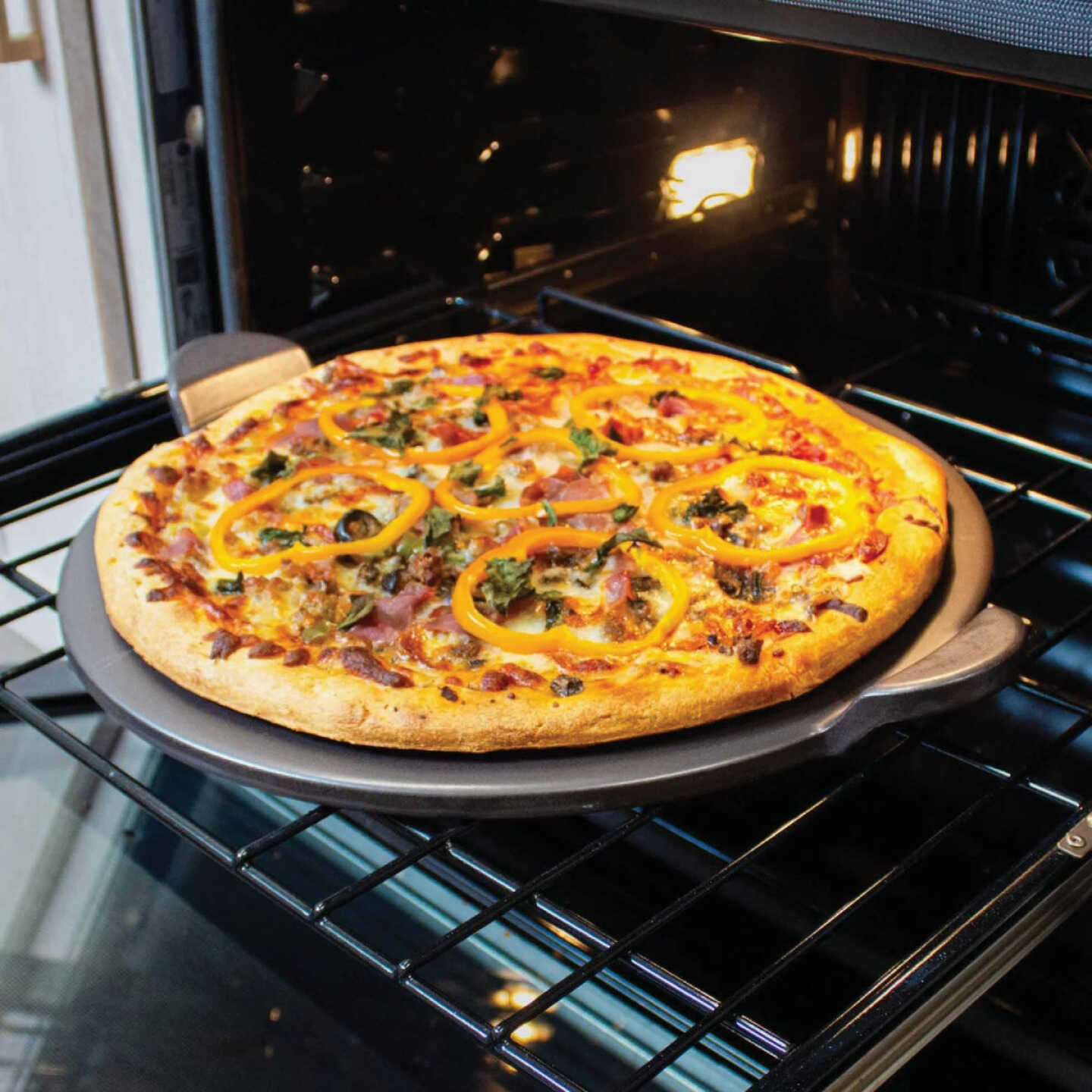 Old Stone 15 In. Grey Glazed Round Pizza Stone With Handles Image 5