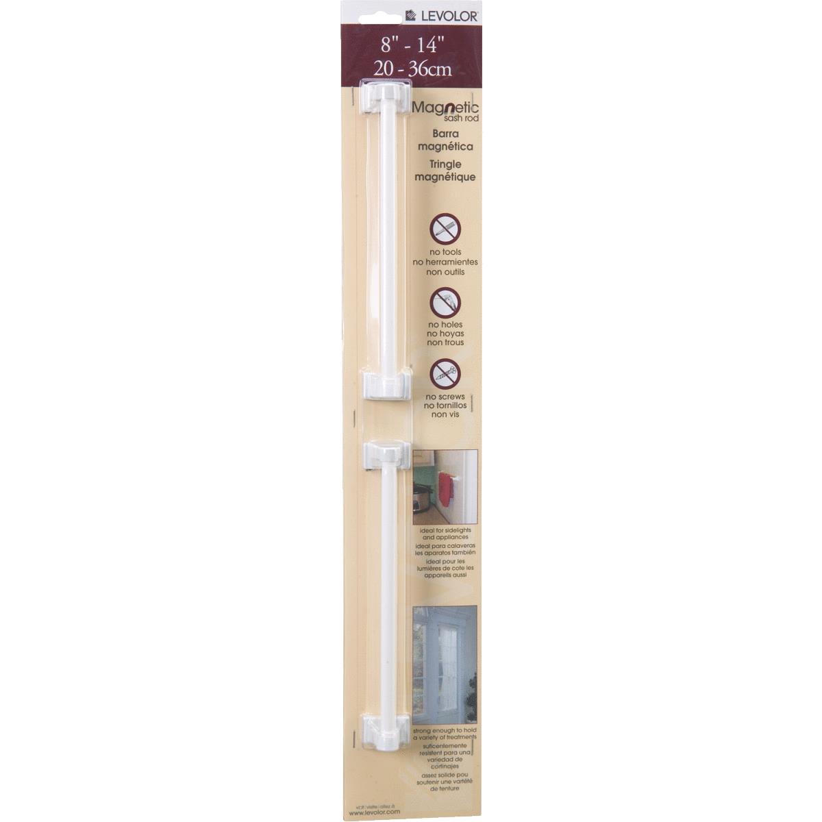 Levolor 8 In. To 14 In. 5/16 In. White Magnetic Cafe Rod