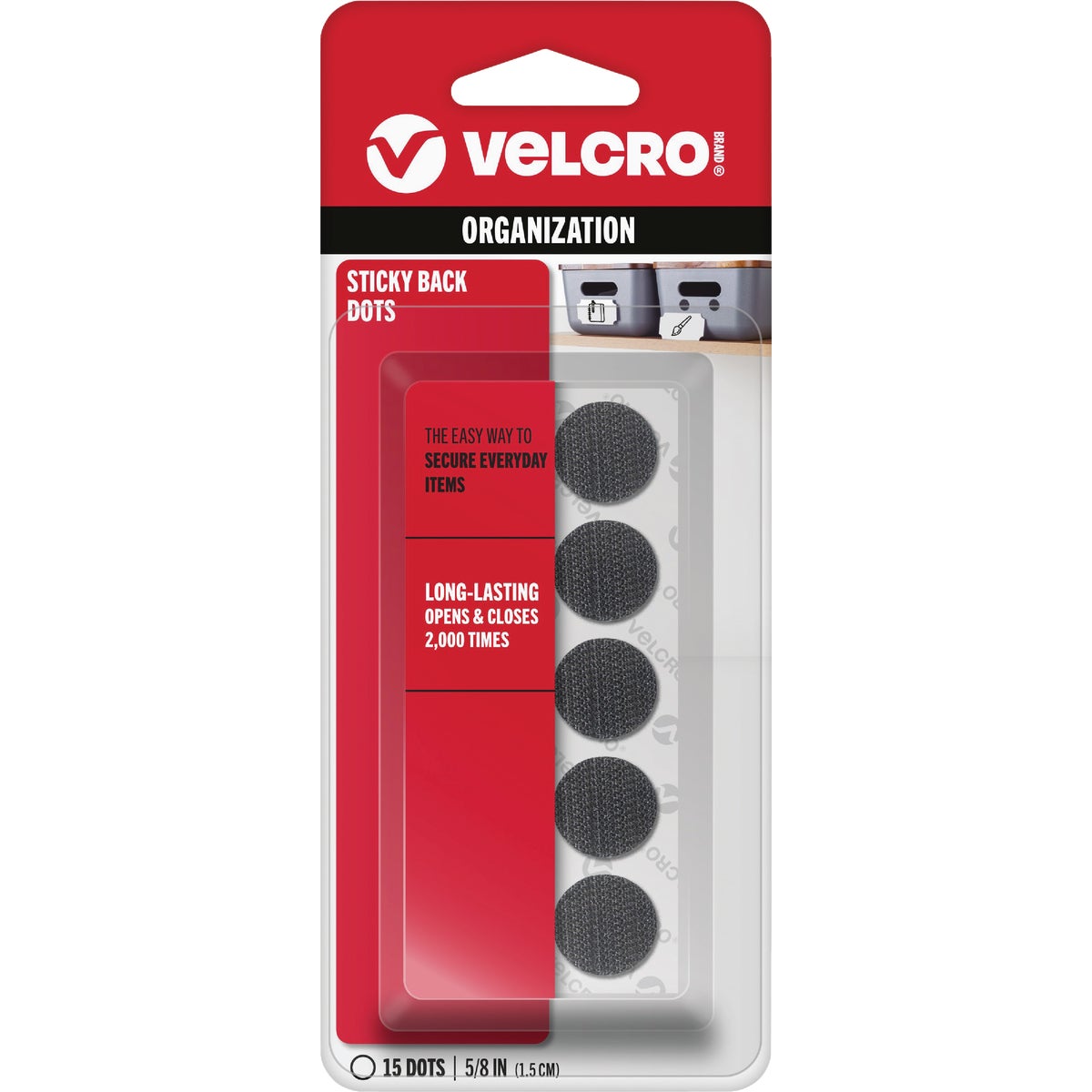 VELCRO Brand 5/8 In. Black Hook & Loop Discs (15-Count)
