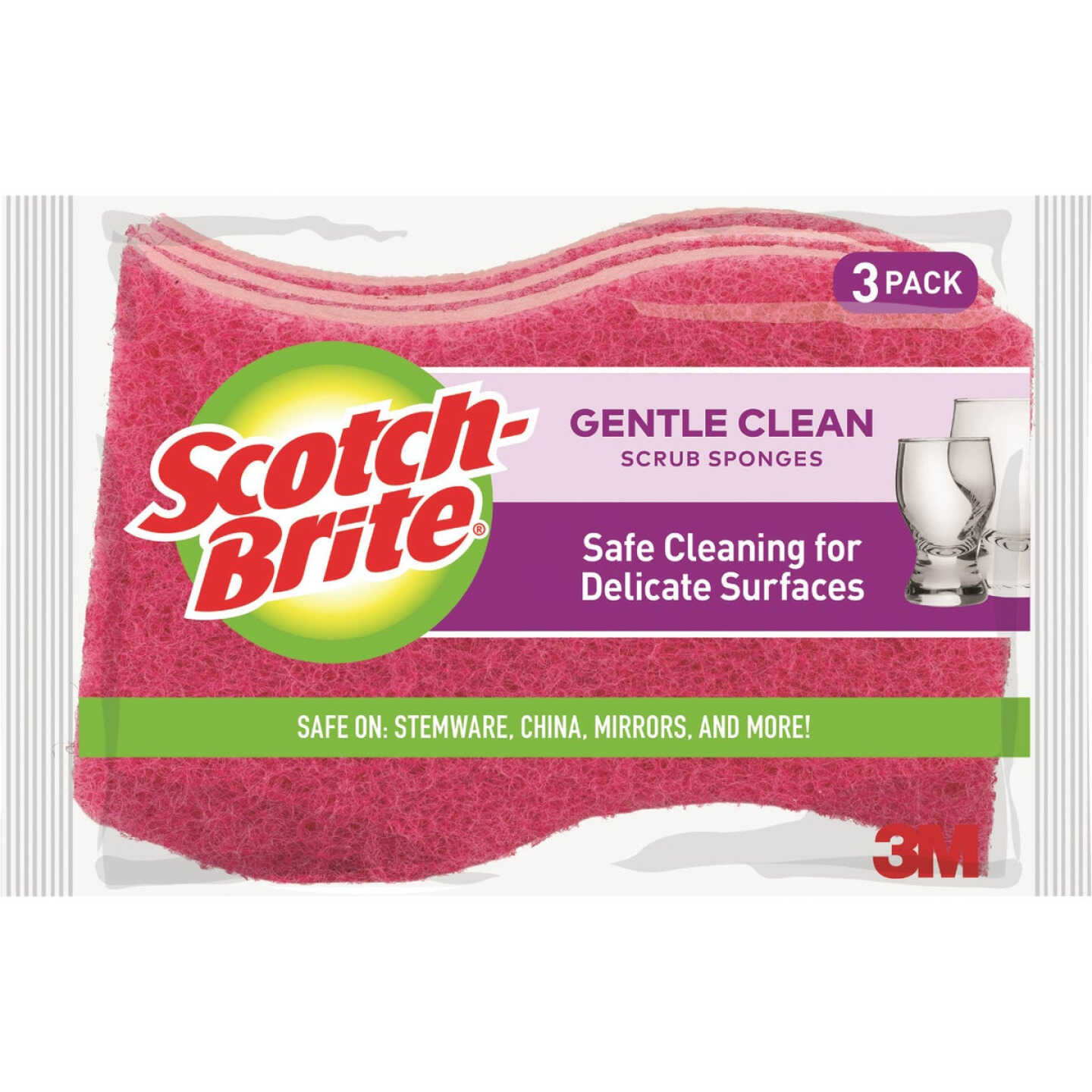 Scotch-Brite Gentle Clean Scrub Sponge, 4.4 In. x 2.6 In. x 0.7 In. Image 1