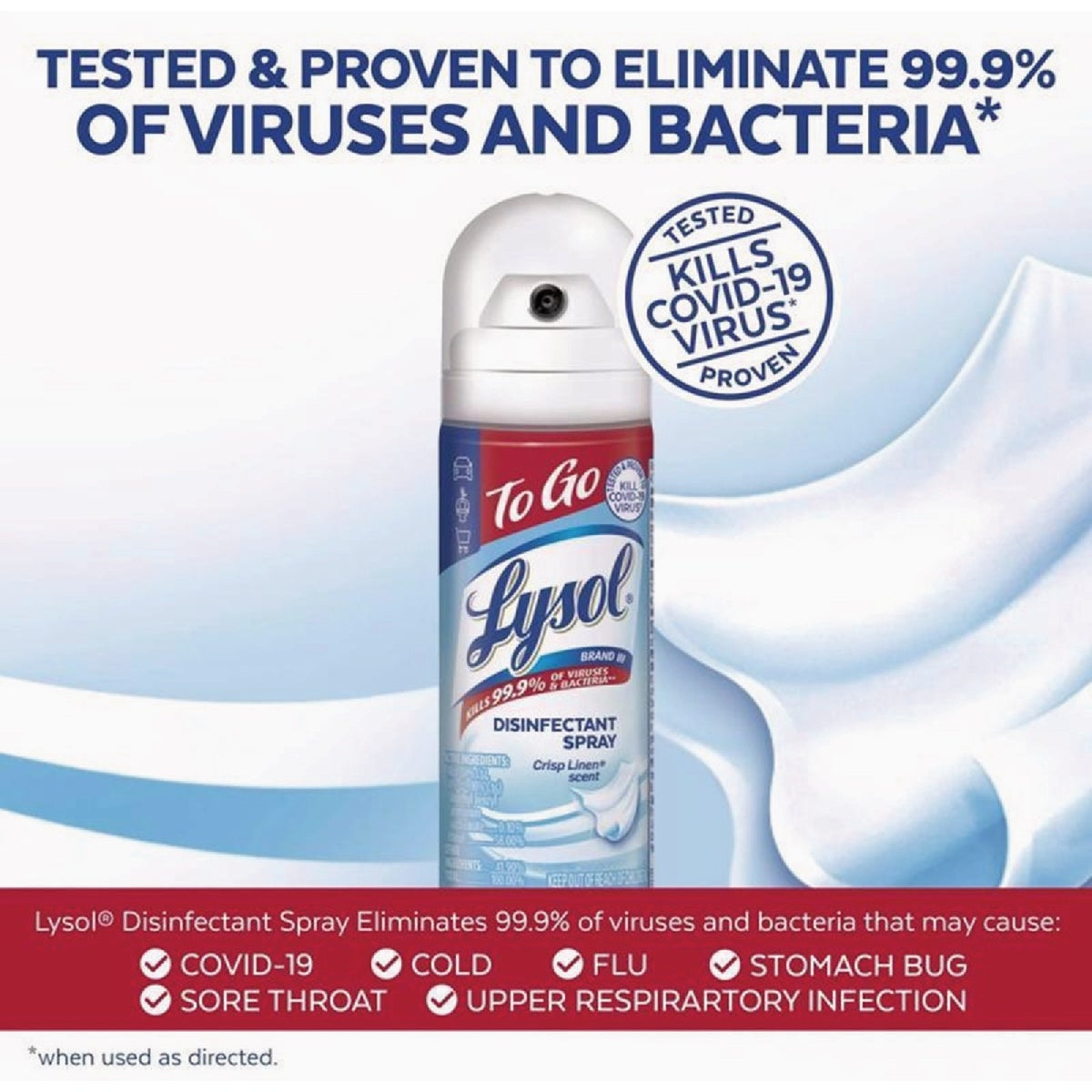 Lysol 1.5 Oz. Crisp Linen Scent Disinfectant Spray, Travel Size Image 2