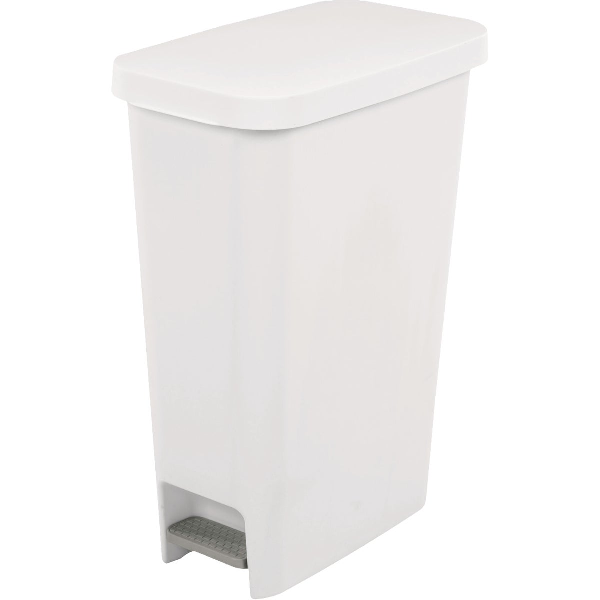 Sterilite 11 Gal. White Slim Step-On Wastebasket