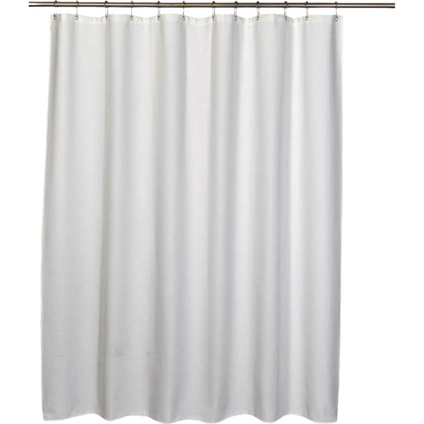 Moda At Home White Poly/Cotton Quaker Waffle Shower Curtain Image 1