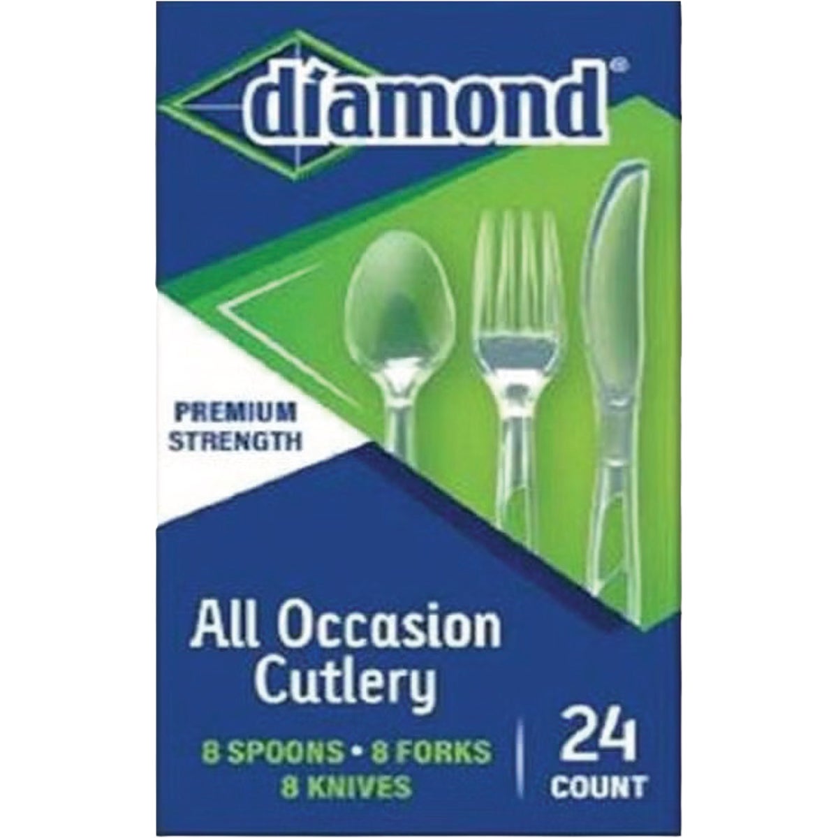 Diamond Plastic Cutlery Set (24-Piece)