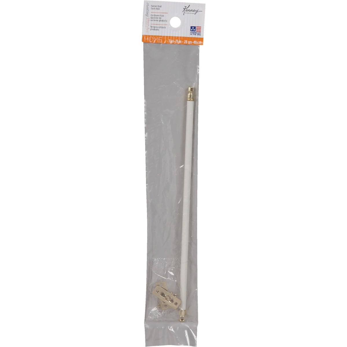 Kenney 11 In. To 19 In. 5/16 In. White Swivel Cafe Rod Image 2