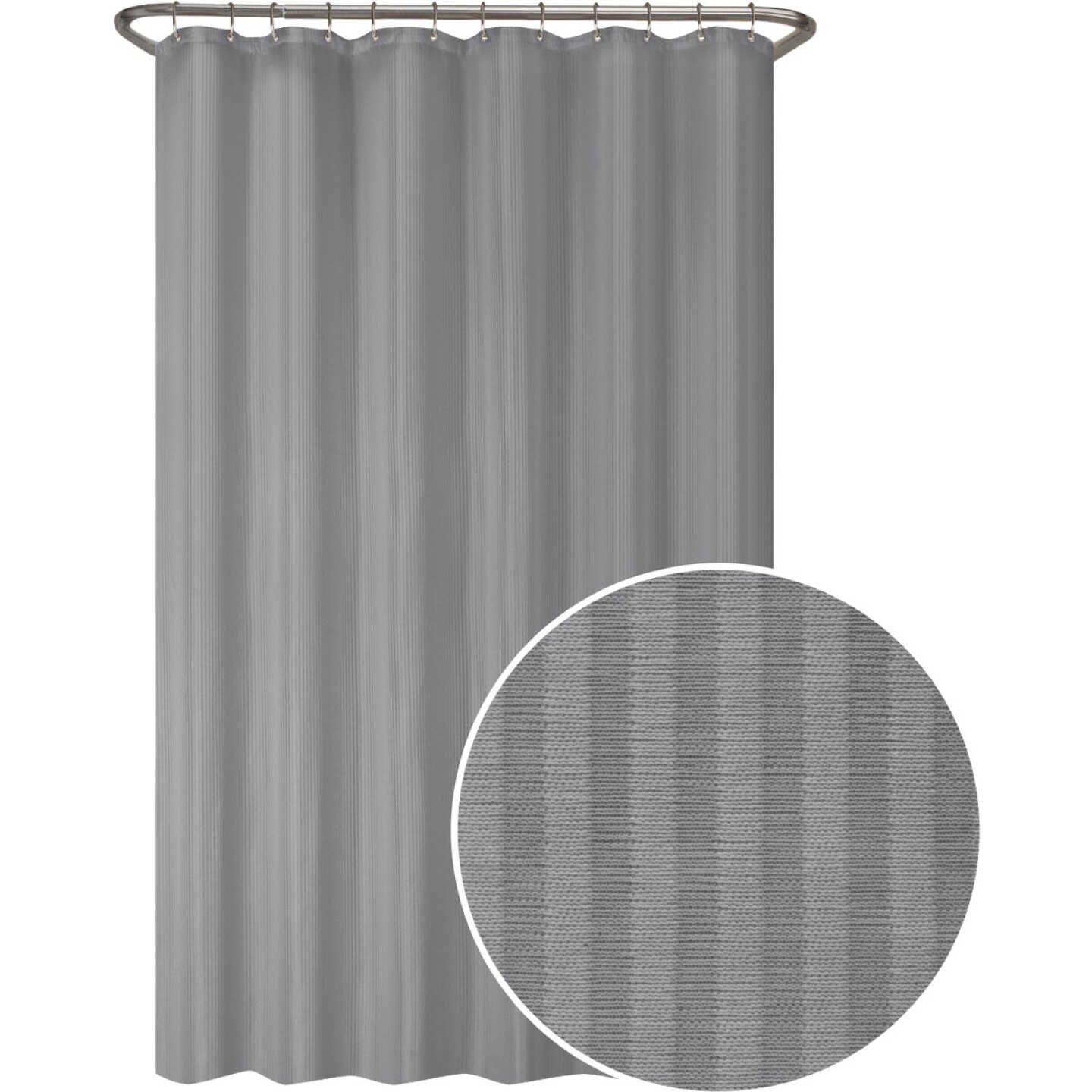 Zenna Home 70 In. x 72 In. Striped Gray Polyester Shower Curtain Liner Image 1