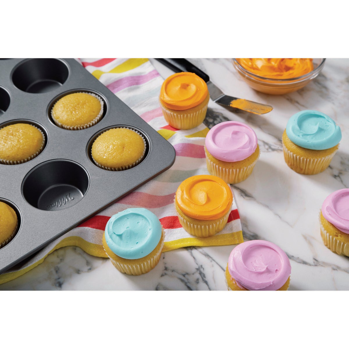 Wilton 12-Cup Silver Non-Stick Muffin Pan Image 1